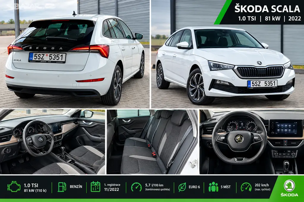 Škoda SCALA 1.0 TSI 81 kW, r. 2022